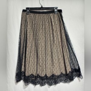 Worthington Black Lace Sheer Nude Lined Skirt Size 8